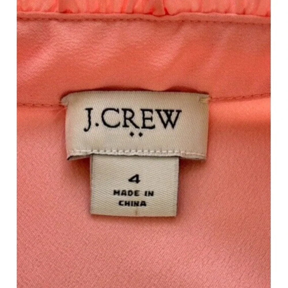 J. CREW Top Size 4 Pink Coral Sleeveless Blouse Size 4 Ruffle Collar Preppy